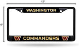 Rico Industries NFL Football Primary Black Chrome Frame with Plastic Inserts 12" x 6" Car/Truck Auto Accessory