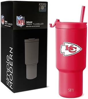 Simple Modern Officially Licensed NFL Kansas City Chiefs 30 oz Tumbler with Flip Lid and Straws | Insulated Cup Stainless Steel | Gifts for Men Women | Trek Collection | Kansas City Chiefs