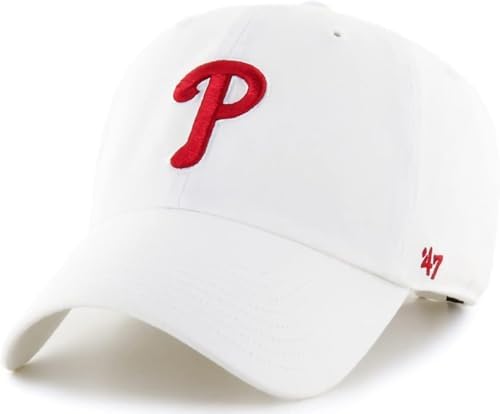 47 MLB White Team Color Primary Logo Clean Up Adjustable Strap Hat Cap, Adult One Size Fits All