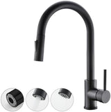 Havin Black Kitchen Faucet with Pull Down Sprayer, High Arc Stainless Steel Material, with cUPC Ceramic Cartridge,Without Deck Plate,Fit for 1 Kitchen or Laundry or Bar Sink Faucet,Matte Black