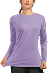 isnowood Women's Sun Protection Long Sleeve Shirts, UPF 50+ UV Rash Guard Swim Shirt, Workout Hiking Running Athletic Tops