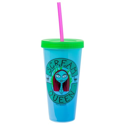 Silver Buffalo Disney The Nightmare Before Christmas 4 Pack Color Change Plastic Tumblers Featuring Jack Skellington, Sally, Oogie Boogie, and Zero, 24 Ounces