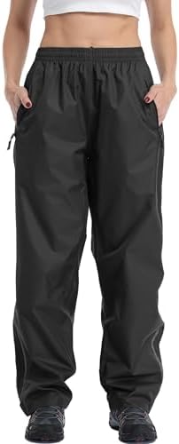 Ourcan Rain Pants Women Waterproof Pants Lightweight Breathable Hiking Cycling Outdoor with Pocket