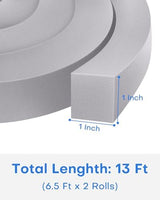2Packs Air Conditioner Foam Tape with Adhesive, 1''X1''X 6.5 Ft Window Weather Stripping, High Resilience Ac Window Seal Kit Foam Insulation for Winter Summer (6.5ft X 2 Rolls, Grey)