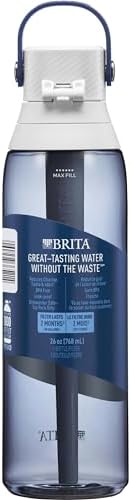 Brita Hard-Sided Plastic Premium Filtering Water Bottle, BPA-Free, Reusable, Replaces 300 Plastic Water Bottles, Filter Lasts 2 Months or 40 Gallons, Includes 1 Filter, Night Sky - 26 oz.