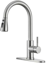Kitchen Faucets with Pull Down Sprayer, High Arc Single Handle Stainless Steel Commercial Kitchen Faucet 1 or 3 Hole Sink Faucet for Farmhouse Camper Laundry Rv Bar, Brushed Nickel