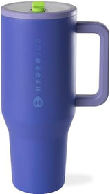 HydroJug Traveler - 40 oz Water Bottle with Handle & Flip Straw - Fits in Cup Holder, Leak Resistant Tumbler-Reusable Insulated Stainless Steel & Rubber Base - Gifts for Women & Men, Lime Rickey