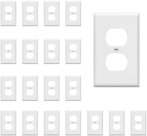 ENERLITES Duplex Wall Plates Kit, Electrical Outlet Covers, Standard Size 1-Gang 4.50" x 2.76", Unbreakable Polycarbonate Thermoplastic, Electric Receptacle Plug Covers, 8821-W-20PCS, White (20 Pack)