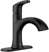 Moen Karis Black Matte One-Handle Single Hole Bathroom Sink Faucet with Optional Deckplate, 84346BL