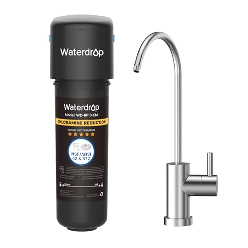 Waterdrop 10UB-CM 6 Months Under Sink Water Filter for 99% Chloramine Reduce- Ideal for California, Florida and Washington- NSF/ANSI 42 Certified- with Brushed Nickel Faucet(Include: System+ Faucet)