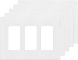 ENERLITES Screwless Decorator Wall Plate Child Safe Cover, Size 3-Gang 4.68" H x 6.53" L, Unbreakable Polycarbonate Thermoplastic, SI8833-W-5PCS, Glossy, White (5 Pack)