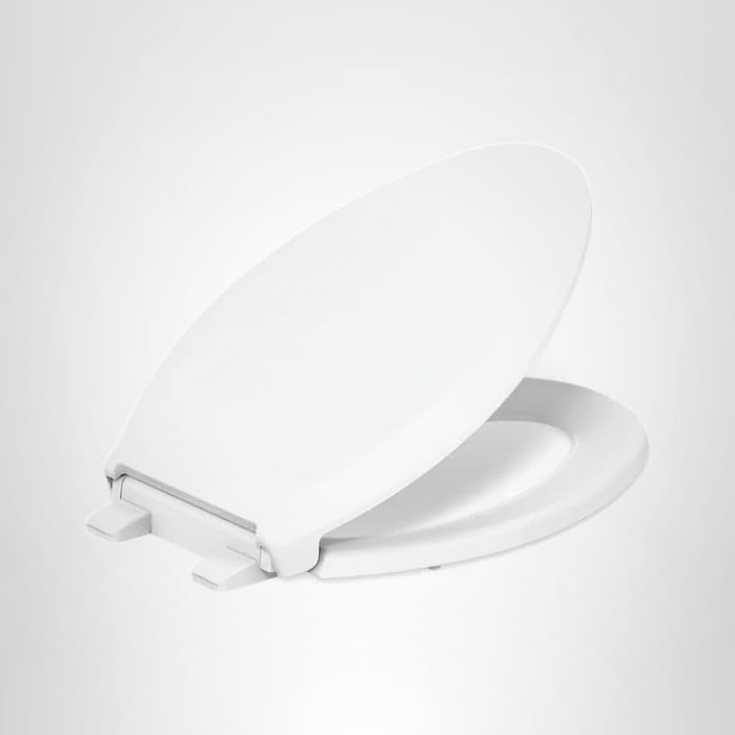 KOHLER 4636-RL-0 Cachet ReadyLatch Elongated Slow Close Toilet Seat Quiet Lid, Contoured Grip-Tight Bumpers Installation Hardware, Apartment Essentials, White