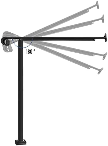 Metty Metal Handrails for Outdoor Steps Suitable for 1 to 5 Steps- Wrought Iron Stair Railing- Step Steady with 5 Feet Handrailing- Safe Indoor Home Banisters (Black-Single, 2 Step)