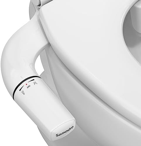SAMODRA Ultra-Slim Bidet Attachment for Toilet - Dual Nozzle (Frontal & Rear Wash) Hygienic Bidets for Existing Toilets - Adjustable Water Pressure Fresh Water Toilet Bidet - Easy to Install