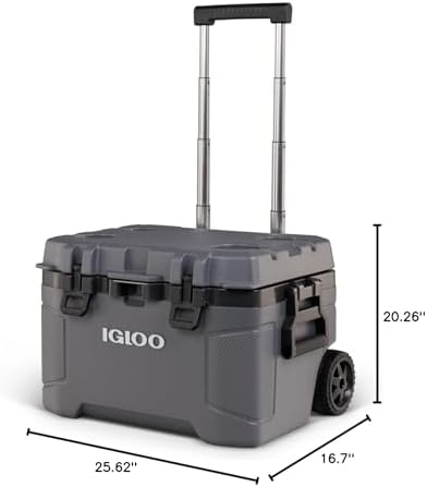 Igloo Trailmate 52Qt Wheeled Cooler, Insulated Hard Shell Ice Chest, Carbonite
