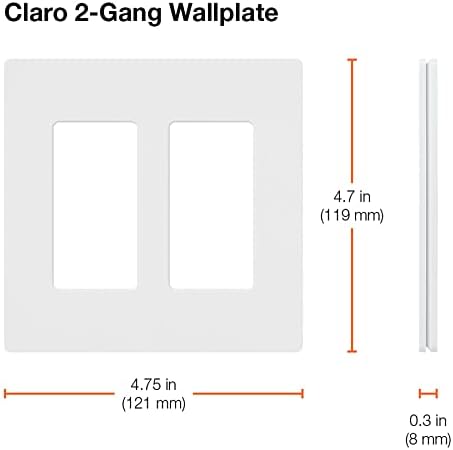 Lutron CW-2-WH-2 White Claro 2 Gang Decorator Wallplate (2 Pack) | CW-2-WH Count