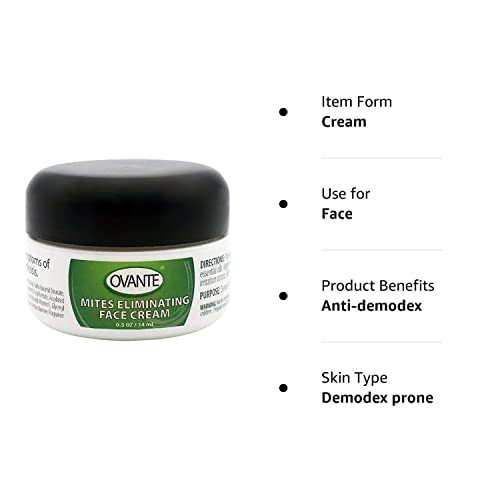 Ovante Demodex Mite Eliminating Facial Cream for Humans With Demodex | Original | - 0.5 oz