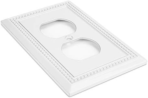 Henne Bery Sunken Pearls Heavy Duty Decorative Wall Plate Switch Plate Outlet Cover (Single Duplex, 3 Pack, White)