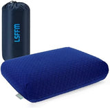 Camping Pillow Memory Foam, Easy to Fold, Camping Essentials, Small Travel Pillows with Portable Bag, Hiking Pillow for Backpacking, Anti-Pilling Pillow Cover (Blue)
