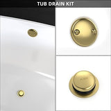All Metal Tip-Toe Bathtub Drain Kit with Two-Hole Overflow Faceplate and Universal Fine/Coarse Thread Assembly, Bath Tub Drain Kit fits All Bathtub -Brushed Gold