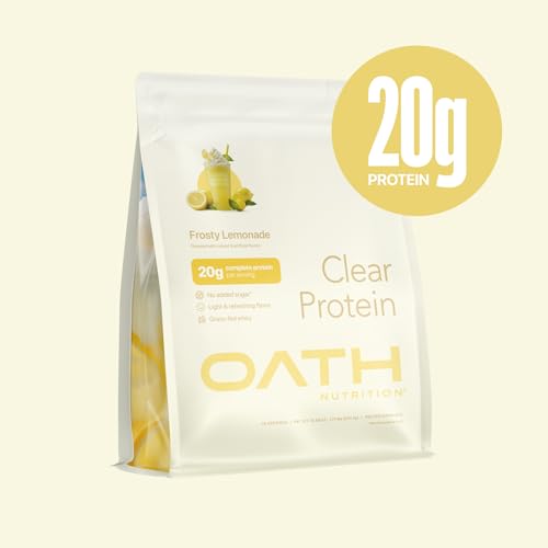 Oath Nutrition Clear Whey Isolate Protein Powder, Frosty Lemonade, 20g Complete Protein per Serving, No Added Sugar, Grass-Fed, 18 Servings