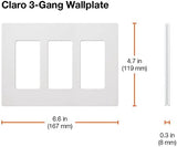 Lutron Claro 3 Gang Decorator/Rocker Wallplate, Satin, Snow (1-Pack) | SC-3-SW