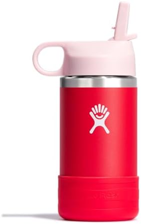HYDRO FLASK Kids Water Bottle Jr. Stainless Steel Insulated With Straw Cap for Water, Milk, Juice, School, Camp, Sport, Play and Lunch, Easy to Clean, Leak-Resistant