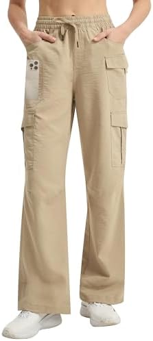 Women's Cargo Hiking Pants Quick Dry Lounge Straight Leg Dress Trousers Casual Pant for Work Travel Golf with 8 Pockets