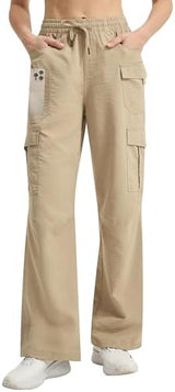 Women's Cargo Hiking Pants Quick Dry Lounge Straight Leg Dress Trousers Casual Pant for Work Travel Golf with 8 Pockets
