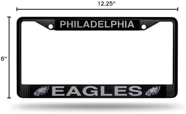 Rico Industries NFL Football Primary Black Chrome Frame with Plastic Inserts 12" x 6" Car/Truck Auto Accessory