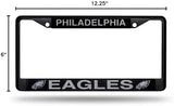 Rico Industries NFL Football Primary Black Chrome Frame with Plastic Inserts 12" x 6" Car/Truck Auto Accessory