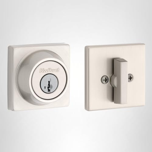 Kwikset 660 Deadbolt Lock, Satin Nickel Round Exterior Keyed Front Entry Door, Single Cylinder Dead Bolt, with Microban Protection