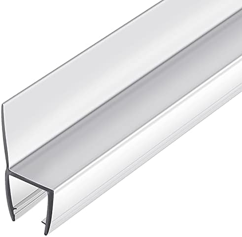 2-Pack Butecare Frameless Shower Door Side Seal Strip for 3/8" Glass Doors, Vertical Polycarbonate H-Jamb 180 Degree 78" Long
