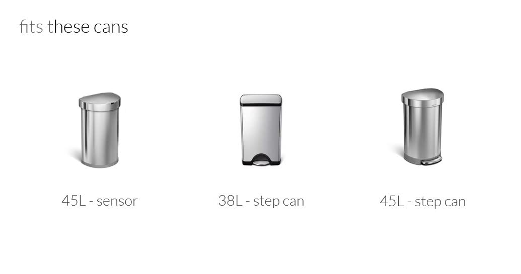 simplehuman Code J 100 Count, Dispenser Pack Custom Fit Liners, Drawstring Trash Bags, 30-45 Liter / 8-12 Gallon, White