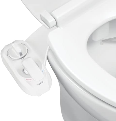 LUXE Bidet NEO 320 Plus - Patented Bidet Attachment for Toilet Seat, Innovative Hinges to Clean, Slide-in Install, Advanced 360° Self-Clean, Warm, Dual Nozzles, Feminine & Rear Wash (White)