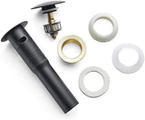 Bathroom Sink Drain,2 Pack Drain Stopper Bathroom Sink Without Overflow,Pop Up Drain Assembly with Detachable Strainer Basket,Built-in Anti-Clogging Strainer,Stainless Steel Mattle Black