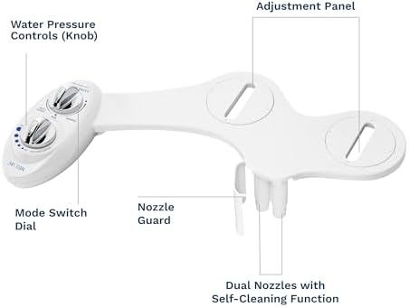 LUXE Bidet NEO 185 - Self-Cleaning, Dual Nozzle, Non-Electric Bidet Attachment for Toilet Seat, Adjustable Water Pressure, Rear and Feminine Wash (White)