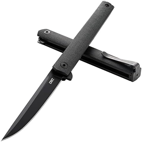 CRKT CEO Blackout EDC Folding Pocket Knife: Gentleman's Knife, Everyday Carry, Liner Lock, Glass Reinforced Nylon Handle, Deep Carry Pocket Clip 7097k