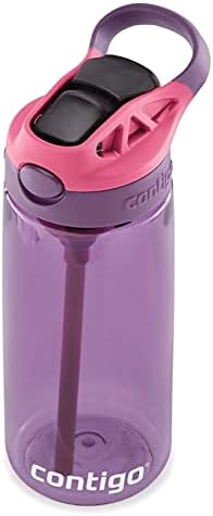 Contigo Aubrey Kids 20oz Cleanable Water Bottle with Silicone Straw, Spill-Proof Lid, Eggplant - Dishwasher Safe and Ideal for Everyday Use