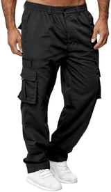 THWEI Mens Cargo Pants Casual Cotton Jogger Multi Pockets Outdoor Hiking Work Sweatpants