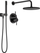 Delta Faucet Modern Raincan 2-Setting Shower Round System Including Rain Shower Head and Handheld Spray Black, Rainfall Shower System Brushed Black, Shower Valve Trim Kit, Matte Black 342702-BL