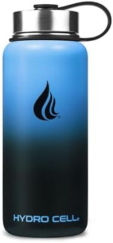 HYDRO CELL Stainless Steel Insulated Water Bottle with Straw - For Cold & Hot Drinks - Metal Vacuum Flask with Screw Cap and Modern Leakproof Sport Thermos for Adults (Blue/Black 32oz)