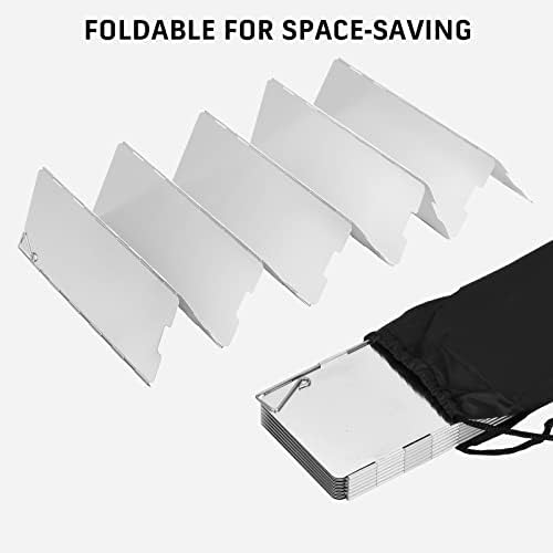 Camping Stove Windscreen 16 Plates Folding Outdoor Stove Windshield Camp Stove Wind Screen Aluminium Alloy Windshield for Butane Burner Grill Wind Blocker Shield