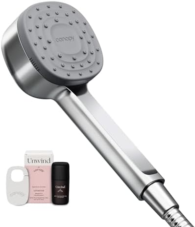 Canopy Handheld Filtered Shower Head & Scalp Massager - High Pressure Shower Head Filter for Hard Water - Reduce Impurities for Healthier Scalp, Skin & Hair - Hair Growth - Chrome