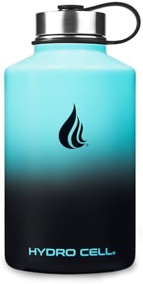 HYDRO CELL Stainless Steel Insulated Water Bottle with Straw - For Cold & Hot Drinks - Metal Vacuum Flask with Screw Cap and Modern Leakproof Sport Thermos for Adults (Teal/Black 64oz)