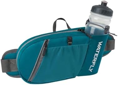 WATERFLY Fanny Pack Waist Bag: Hiking Water Bottle Holder with Strap Waist Pack for Women Men Hydration Hip Packs for Running Walking Traveling-Cyan
