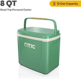 RTIC 8 QT Road Trip Personal Cooler, Small, Compact, Insulated, Portable Ice Chest Box for Food, Drink, Beverage, Beach, Camping, Picnic, Fishing, Boat, 12-Can Capacity