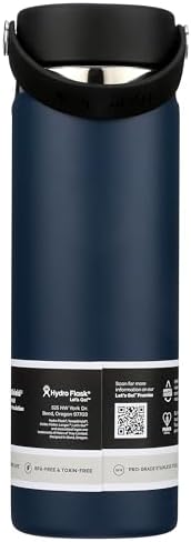 Hydro Flask Wide Mouth vacuum insulated stainless steel water bottle with leakproof closeable lid for cold water drinks, sports, travel, car and school