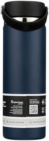 Hydro Flask Wide Mouth vacuum insulated stainless steel water bottle with leakproof closeable lid for cold water drinks, sports, travel, car and school