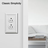 Single Duplex Outlet Cover Plate, 4-Pack White Adler Metal Wall Plate 1 Gang, Light Switch Cover, for Receptacle Light Switch, Switch Cover Decorative Wallplate, Durable